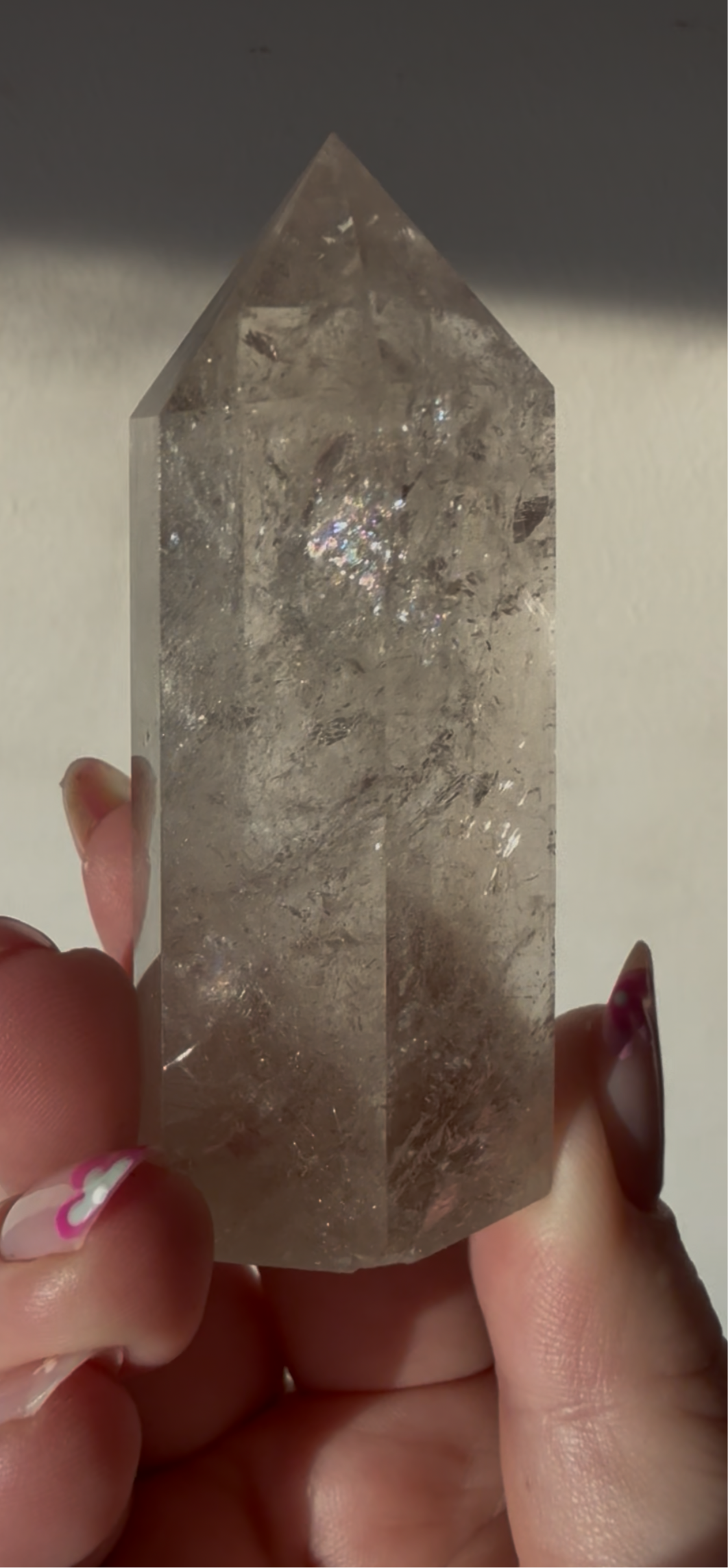 Smokey Quartz Tower with Rainbows