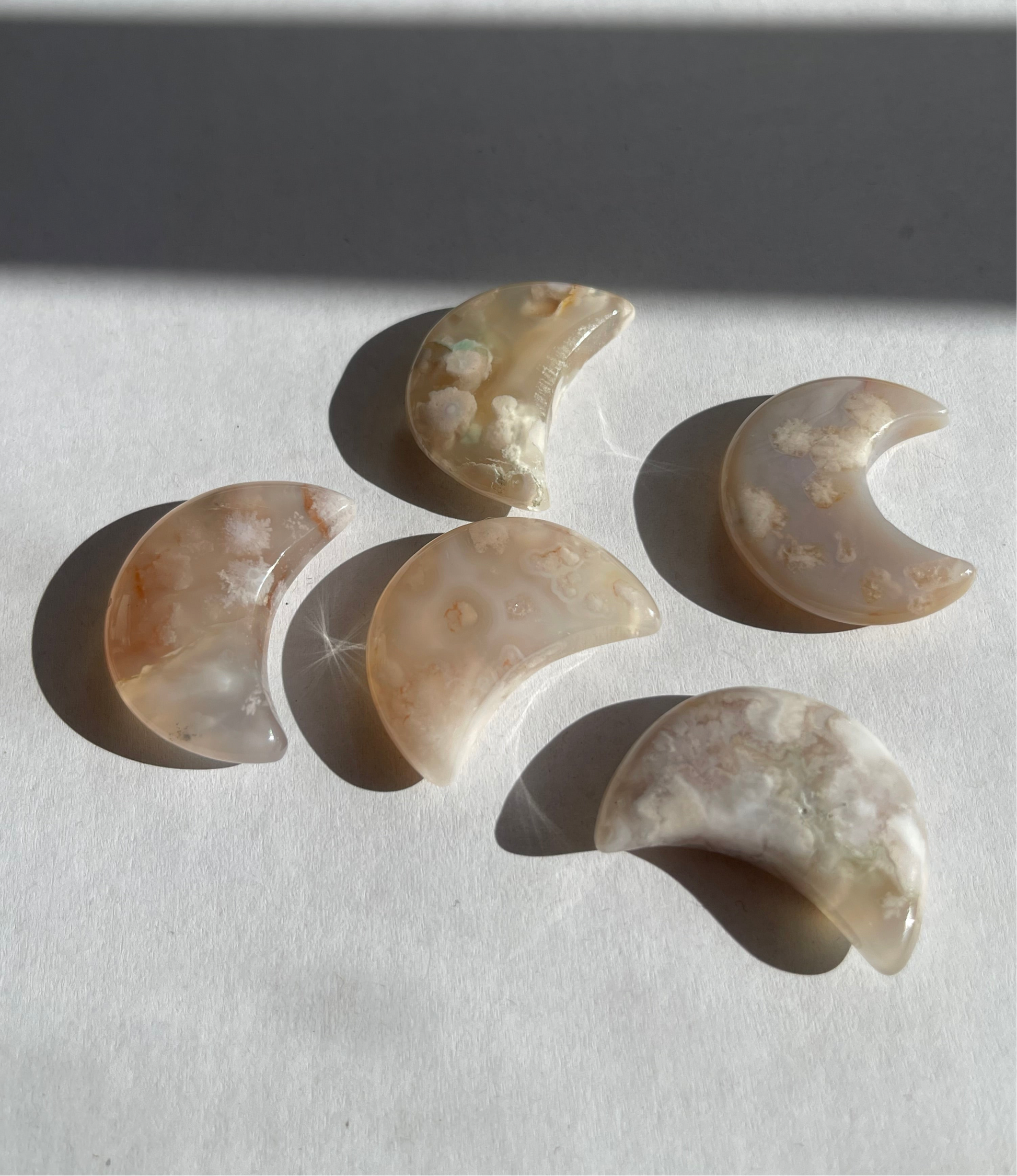 Mini Flower Agate Moon