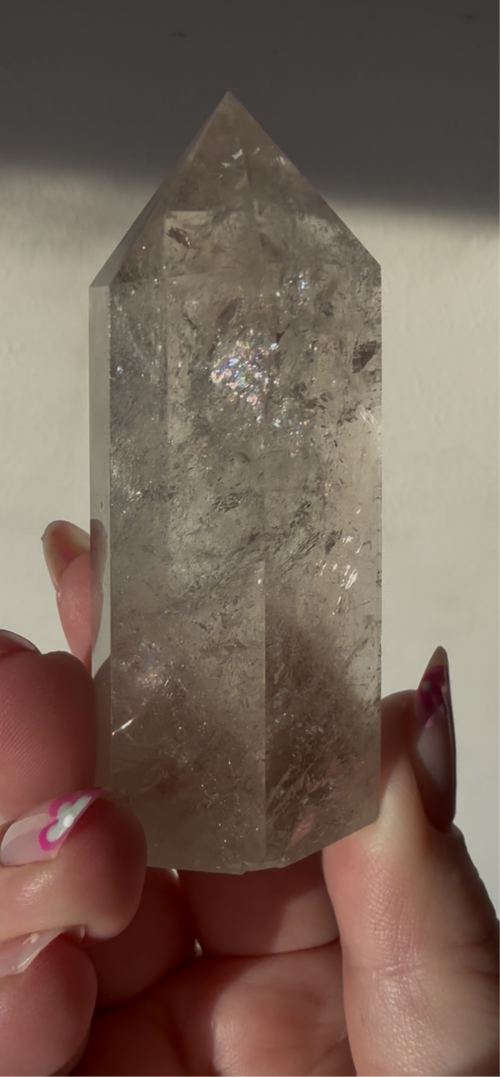 Smokey Quartz Tower with Rainbows