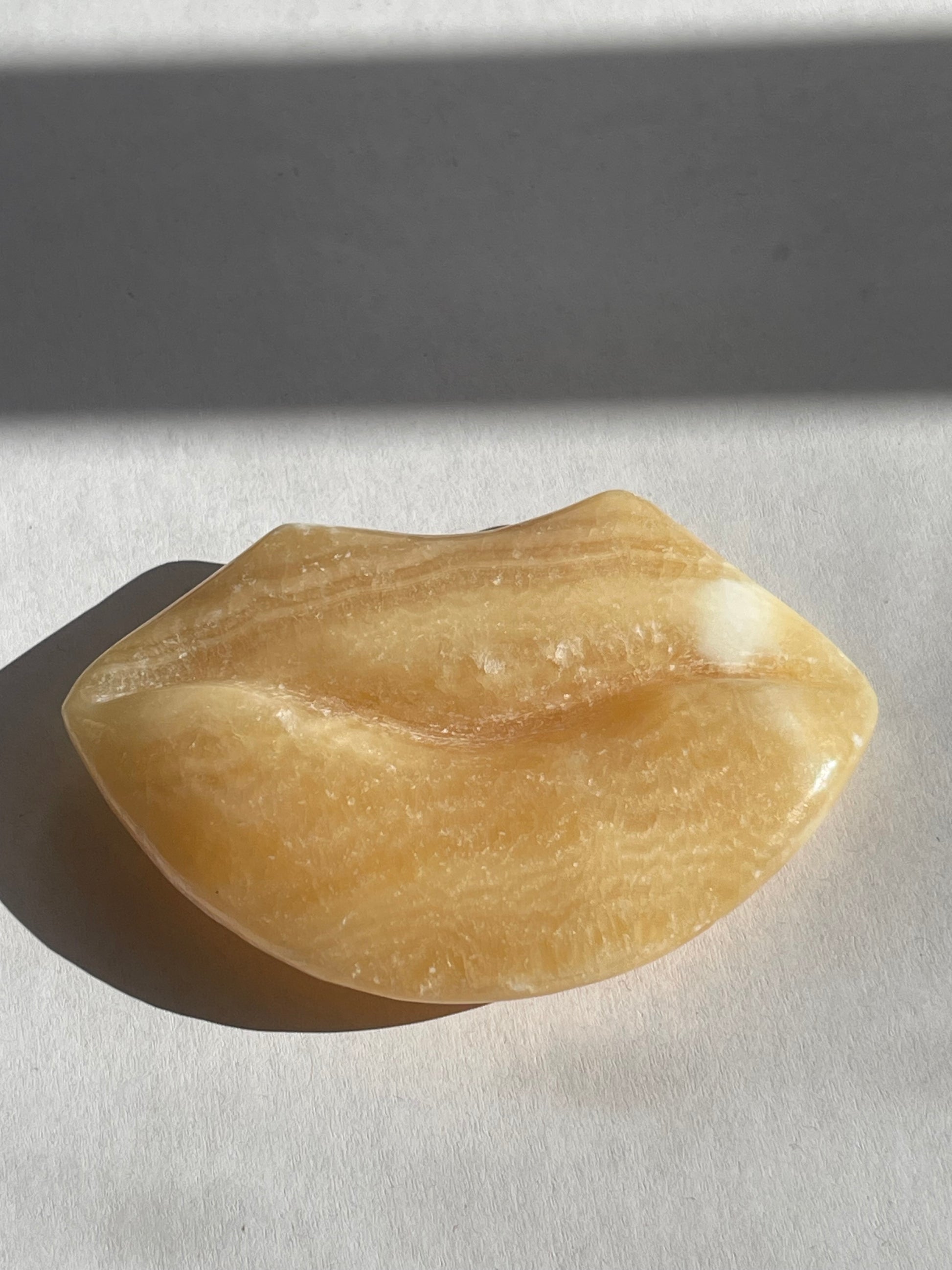 Yellow Calcite Lip Carving